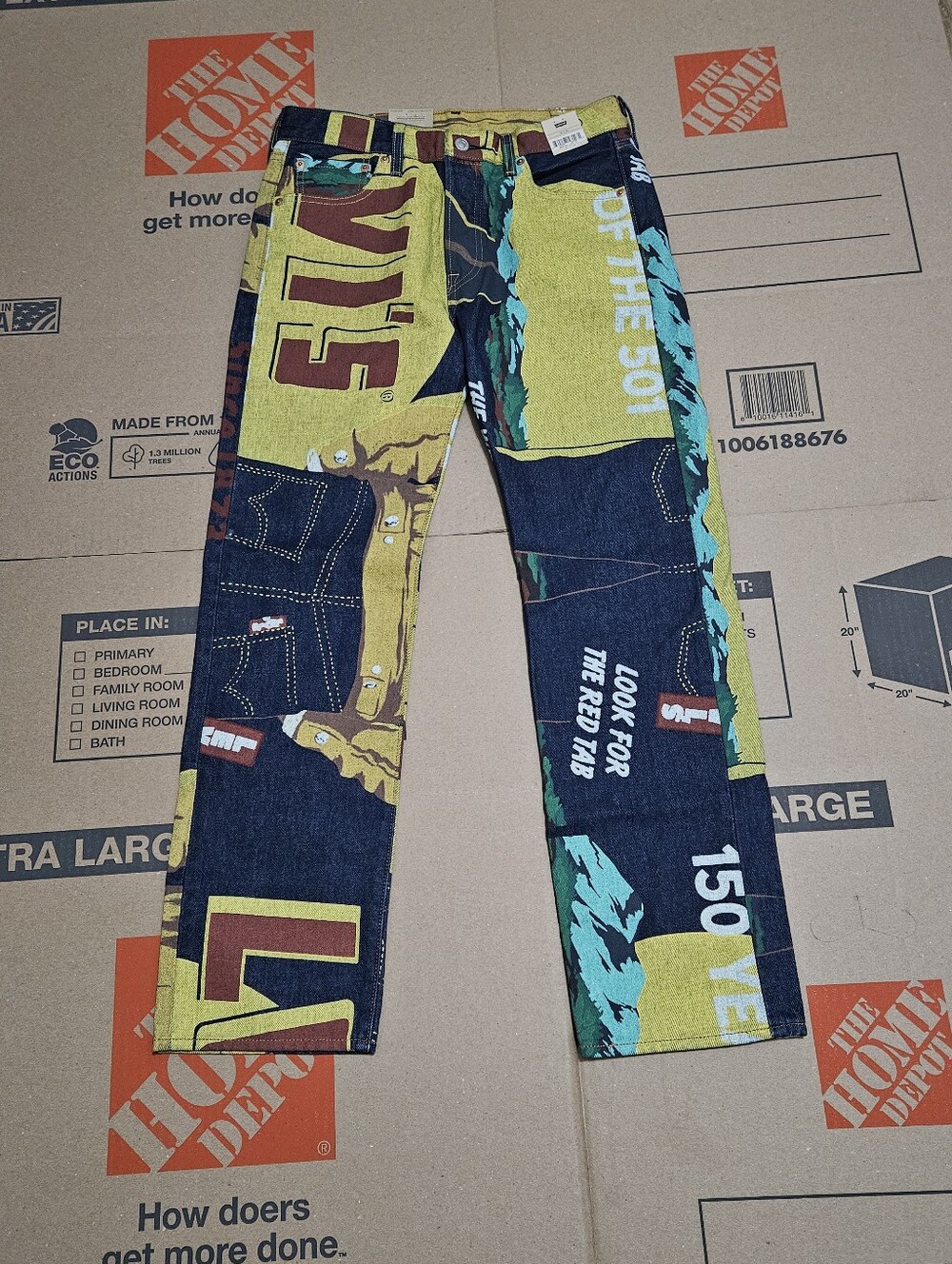 Levis 501 Original Fit 150th Anniversary Print Jeans